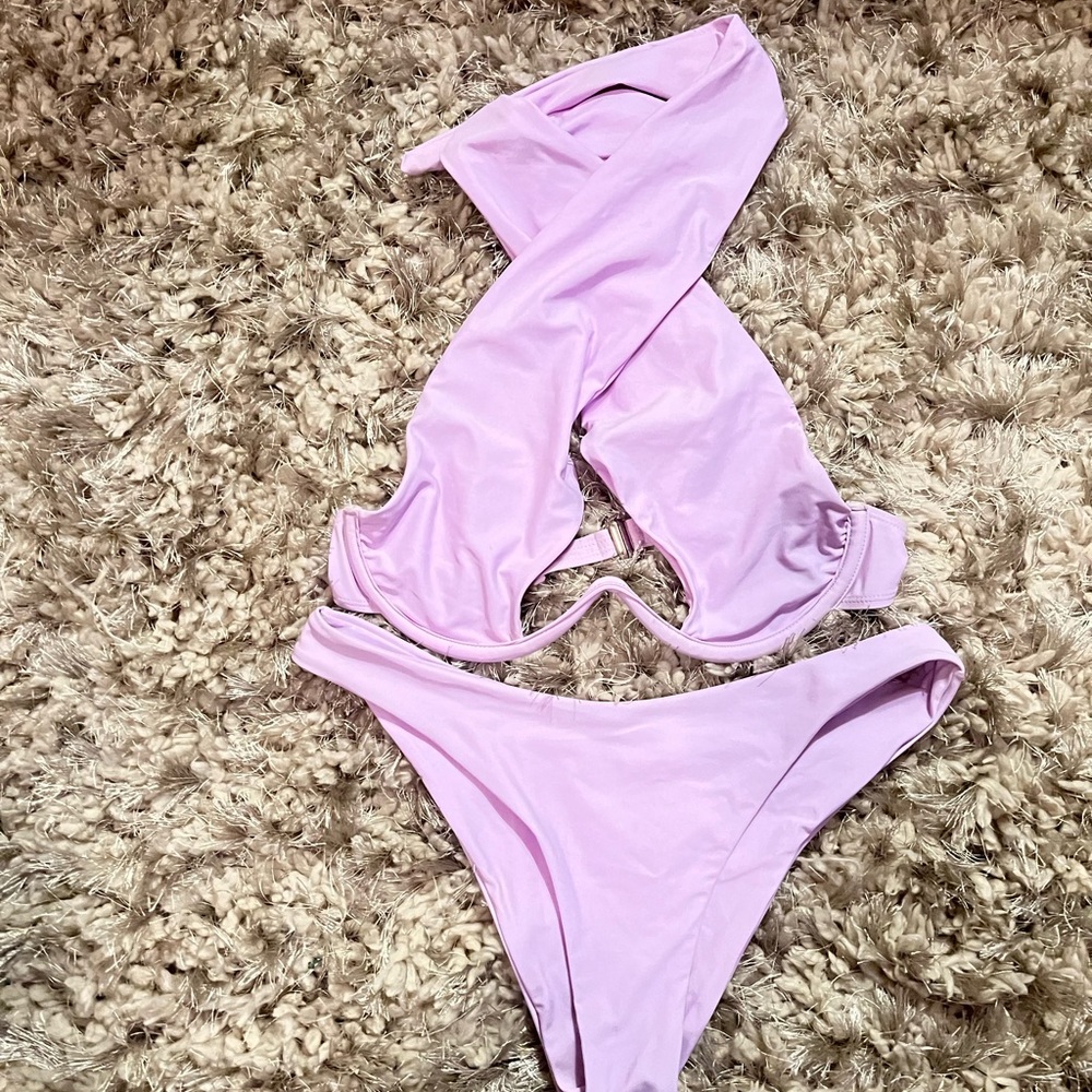 SHEIN Purple Textured Bikini Set